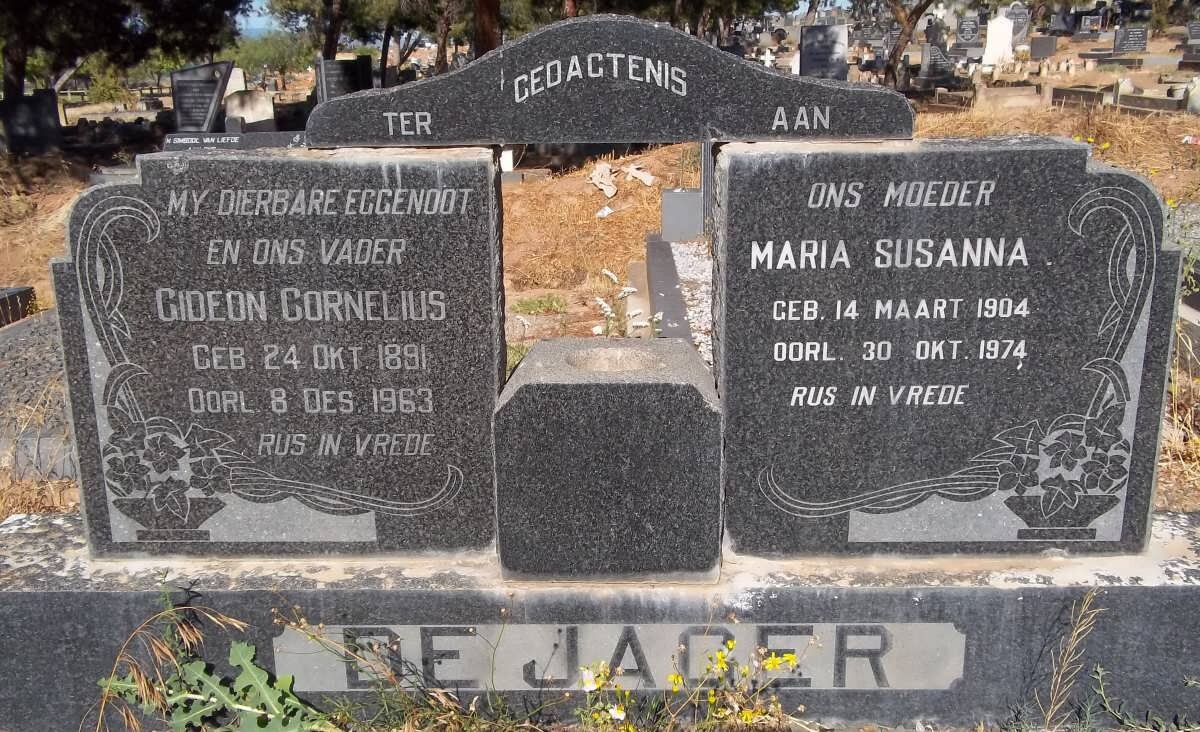 JAGER Gideon Cornelius, de 1891-1963 &amp; Maria Susanna 1904-1974
