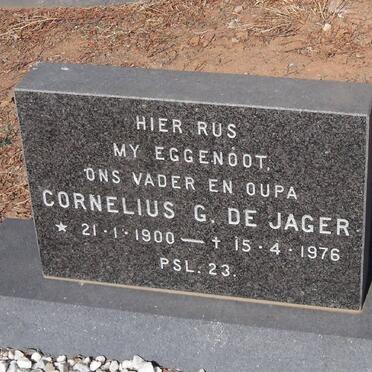 JAGER Cornelius G., de 1900-1976 &amp; Mary KITCHING nee BARNARD 1915-1994