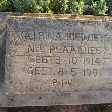 KIEWIETS Katrina nee PLAATJIES 1914-1991