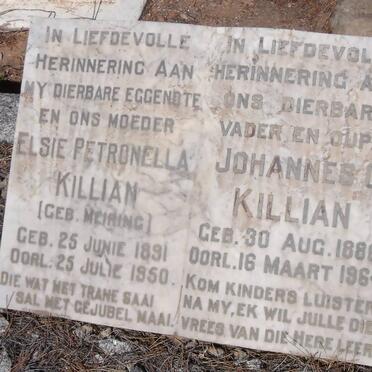 KILLIAN Johannes C. 1886-1964 &amp; Elsie Petronella MEIRING 1891-1950