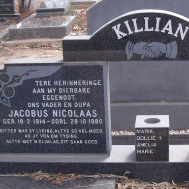 KILLIAN Jacobus Nicolaas 1914-1980 &amp; Majorie BENEKE 1910-1993