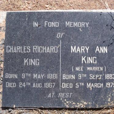 KING Charles Richard 1881-1967 &amp; Mary Ann WARREN 1883-1975