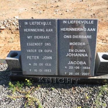 KNIGHT Peter John 1931-1993 & Johanna Jacoba 1934-2007