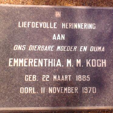 KOCH Emmerentia M.M. 1885-1970