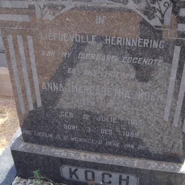 KOCH Anna Margaretha 1910-1953 :: KOCH Andries M. 1907-1988