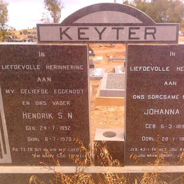 KEYTER Hendrik S.N. 1892-1970 &amp; Johanna E. 1896-1974