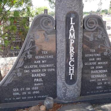 LAMPRECHT Barend Paul 1920-1990 &amp; Barendina Bernarda v.d. WALT 1924-