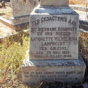 LAMPRECHT Karel Frederik 1883-1955 &amp; Antonette Wilhelmina COLESKE 1885-1940