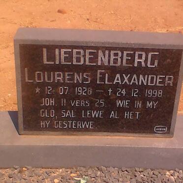 LIEBENBERG Lourens Elaxander 1928-1998
