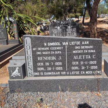 LOURENS Hendrik J. 1906-1989 &amp; Aletta C. 1909-1998