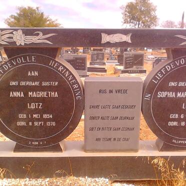 LOTZ Anna Magrietha 1894-1970 :: LOTZ Sophia Maria Elizabeth 1909-1977