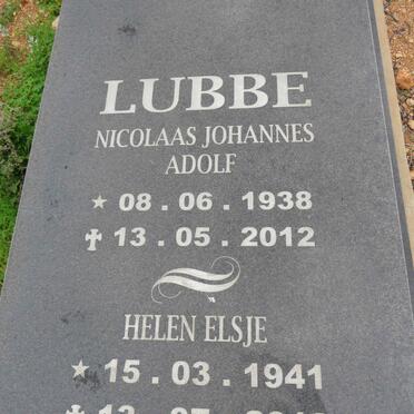 LUBBE Nicolaas Johannes Adolf 1938-2012 & Helen Elsje 1941-2013