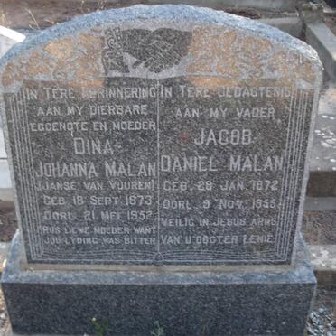 MALAN Jacob Daniel 1872-1955 &amp; Dina Johanna JANSE VAN VUUREN 1873-1952