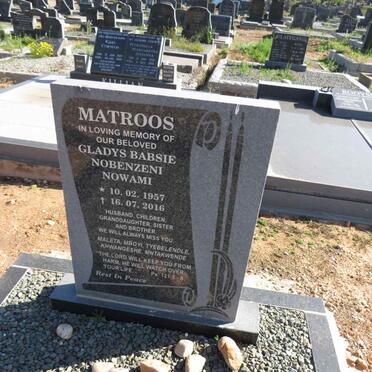 MATROOS Gladys Babsie Nobenzeni Nowami 1957-2016