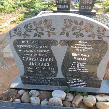 MATROOS Christoffel Jacobus 1939-1991 & Ellen Maria FERENDALE 1934-2008