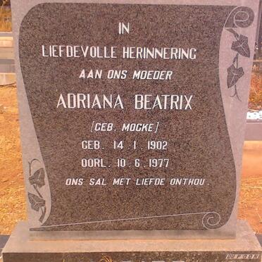 MARITZ Adriana Beatrix nee MOCKE 1902-1977