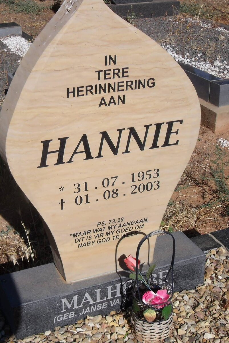 MALHERBE Hannie nee JANSE VAN RENSBURG 1953-2003