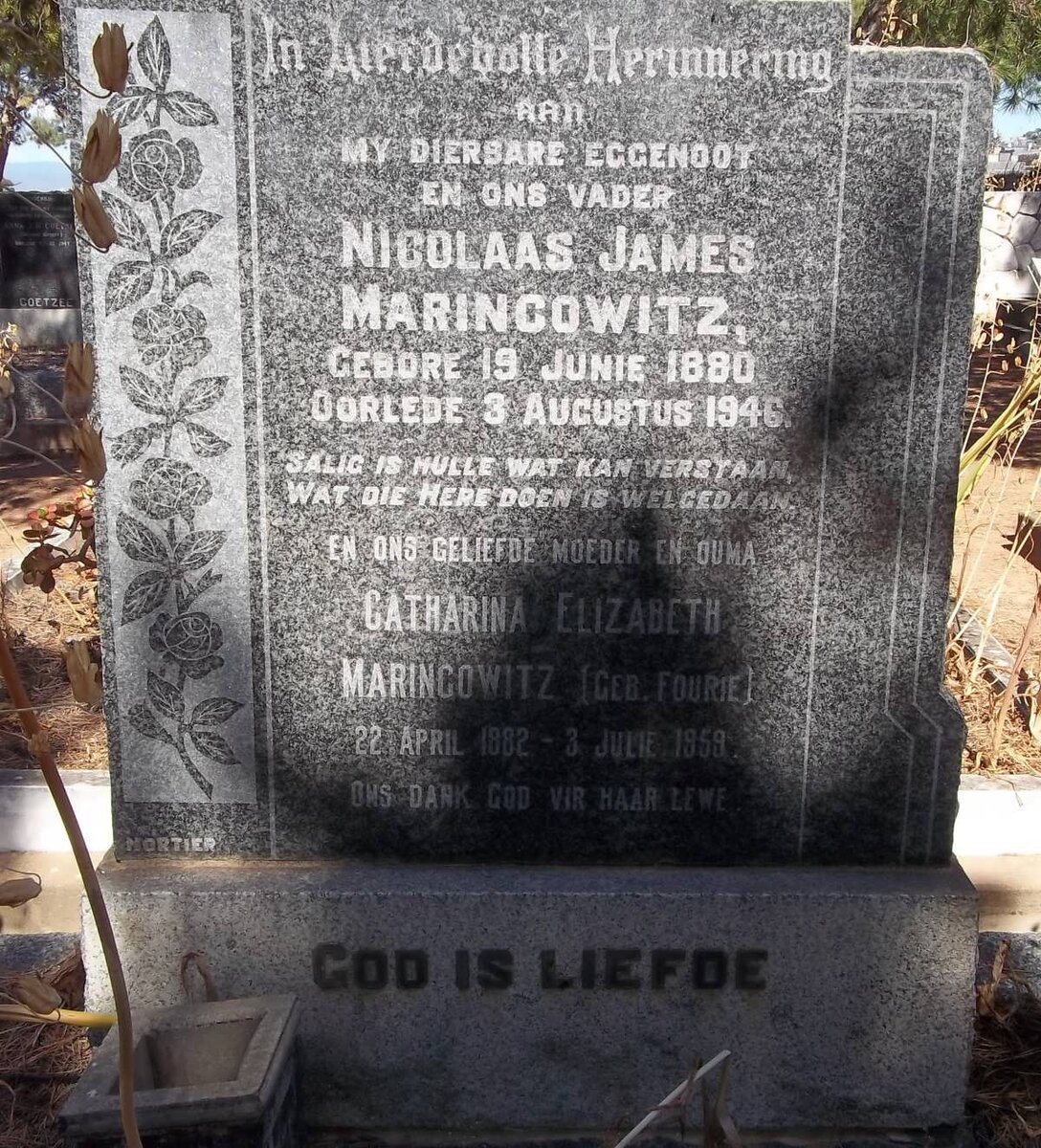 MARINCOWITZ Nicolaas James 1880-1946 &amp; Catharine Elizabeth FOURIE 1862-1959