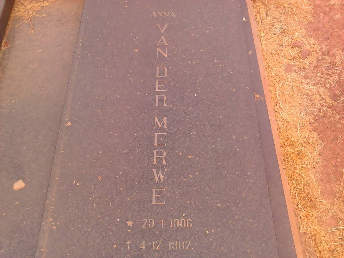 MERWE Anna, van der 1906-1982