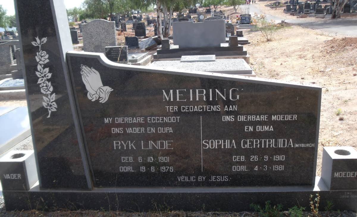 MEIRING Ryk Linde 1901-1976 &amp; Sophia Gertruida MYBURGH 1910-1981