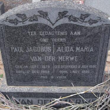 MERWE Paul Jacobus, van der 1875-1959 &amp; Alida Maria DIEDERICKS 1886-1956