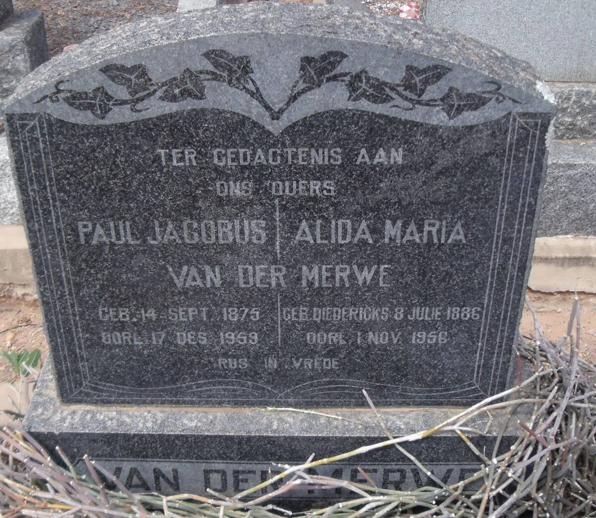 MERWE Paul Jacobus, van der 1875-1959 &amp; Alida Maria DIEDERICKS 1886-1956
