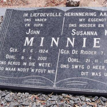 MINNIE John 1924-2001 &amp; Susanna M. 1928-1988