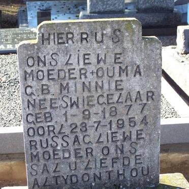 MINNIE G.B. nee SWIEGELAAR 1877-1954