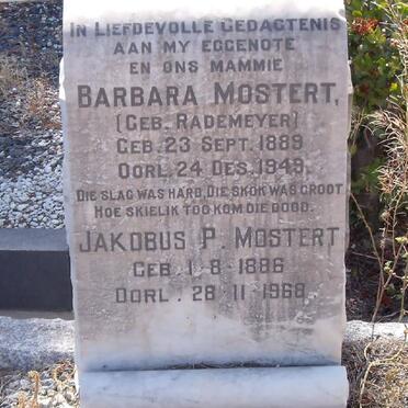 MOSTERT Jakobus P. 1886-1968 &amp; Barbara RADEMEYER 1889-1949