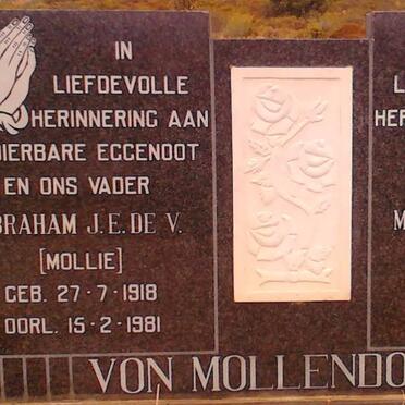 MOLLENDORFF Abraham J. E. De V, von 1918-1981 &amp; Margareth Aletta 1913-1985