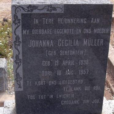 MÜLLER Johanna Cecilia nee SERFONTEIN 1898-1957