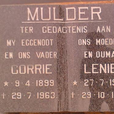 MULDER Corrie 1899-1963 &amp; Lenie 1903-1983
