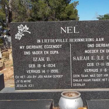 NEL Izak B. 1934-1996 &amp; Sarah E. le GRANGE 1935-1996
