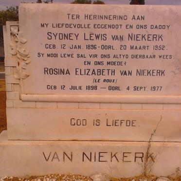 NIEKERK Sydney Lewis, van 1896-1952 &amp; Rosina Elizabeth LE ROUX 1898-1977