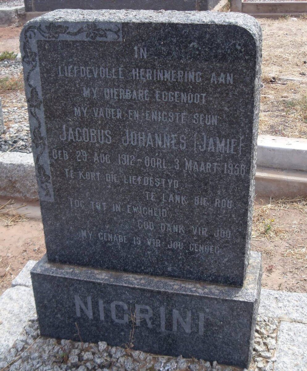 NIGRINI Jacobus Johannes 1912-1958