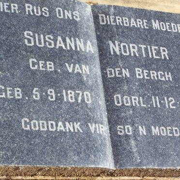 NORTIER Susanna nee VAN DEN BERGH 1870-1962