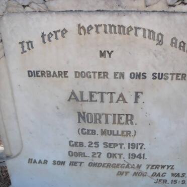 NORTIER Stephanes A.P. 1873-1942 :: NORTIER Aletta F. nee MULLER 1917-1941