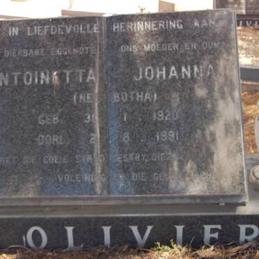OLIVIER Antoinetta Johanna nee BOTHA 1920-1991