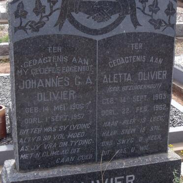 OLIVIER Johannes G.A. 1906-1957 &amp; Aletta BEZUIDENHOUT 1903-1962