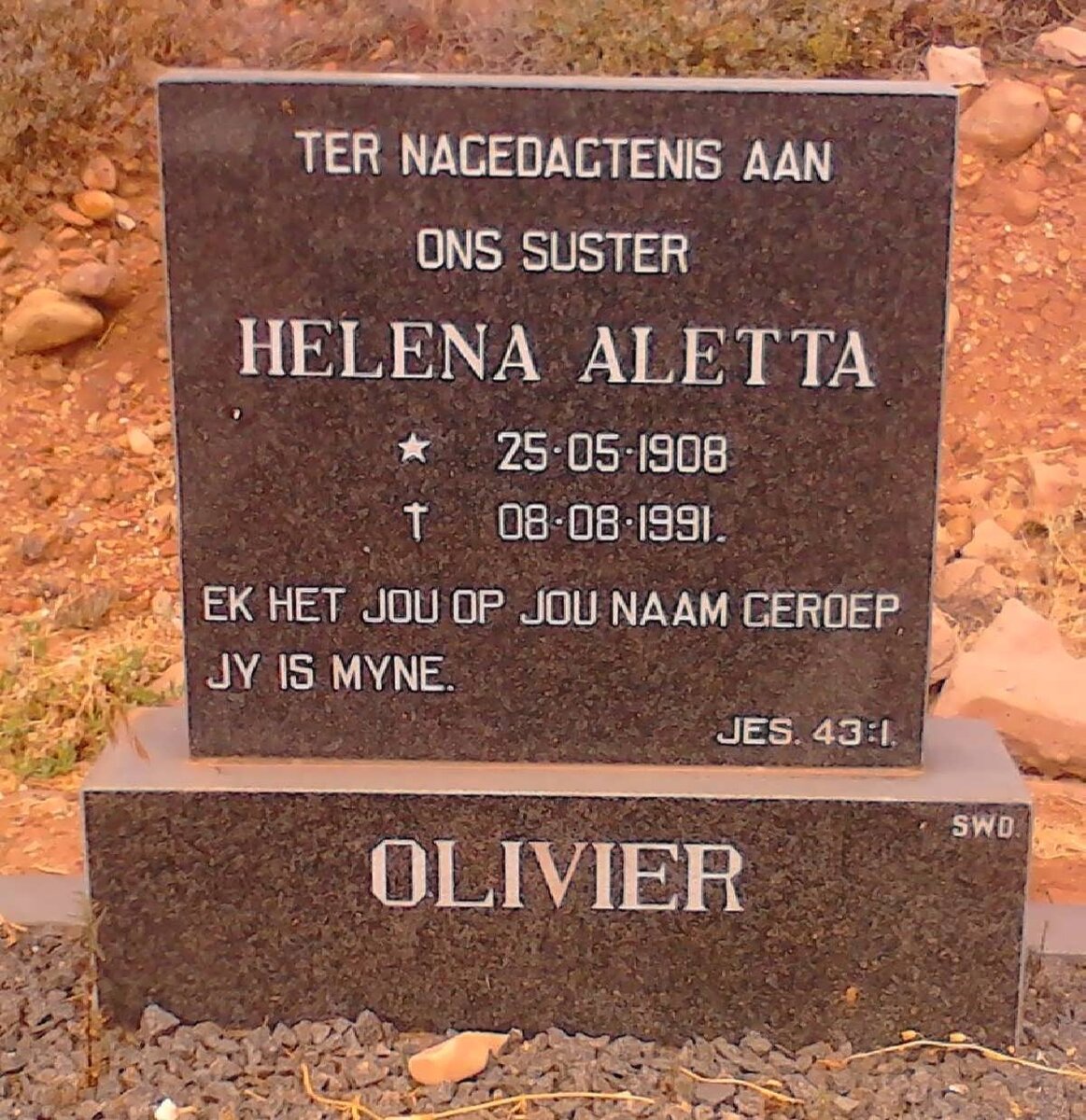 OLIVIER Helena Aletta 1908-1991