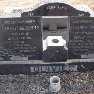 OLIVIER Frans Engelbertus 1871-1962 &amp; Elizabeth Johannah 1885-1958