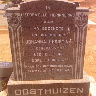 OOSTHUIZEN Johanna Christina nee KLUYTS 1931-1967