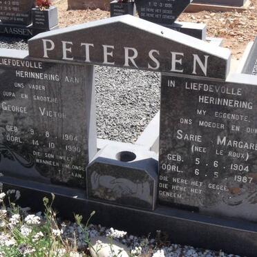 PETERSEN George Victor 1904-1990 &amp; Sarie Margaret le ROUX 1904-1987