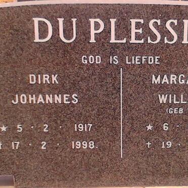 PLESSIS Dirk Johannes, du 1917-1998 &amp; Magaretha Willemina VISAGIE 1914-2005