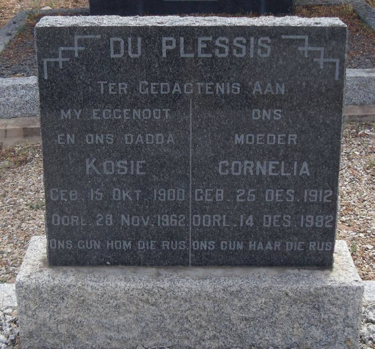 PLESSIS Kosie, du 1900-1962 &amp; Cornelia 1912-1992