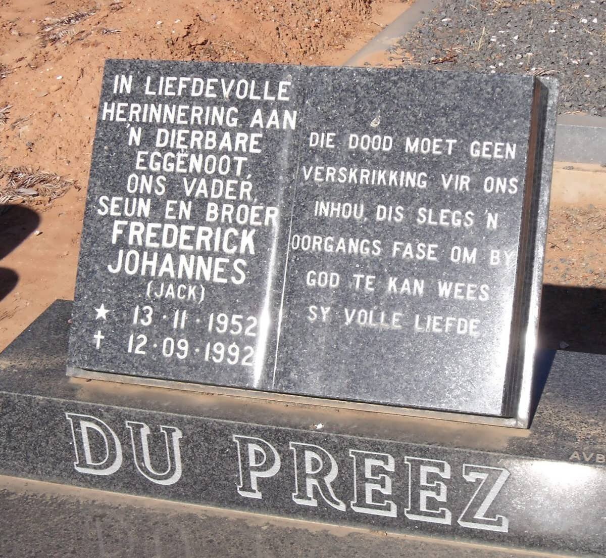 PREEZ Frederick Johannes, du 1952-1992