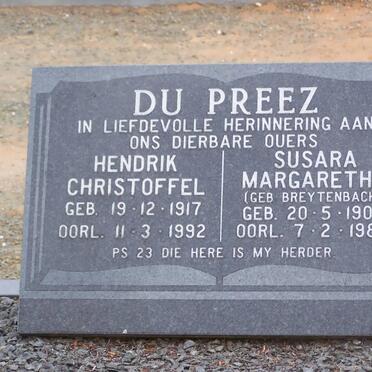 PREEZ Hendrik Christoffel, du 1917-1992 &amp; Susara Margaretha BREYTENBACH 1907-1985