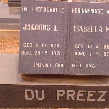 PREEZ Jacobus L., du 1879-1971 &amp; Isabella M. 1886-1976