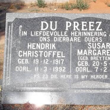 PREEZ Hendrik Christoffel, du 1917-1992 &amp; Susara Margaretha BREYTENBACH 1907-1985