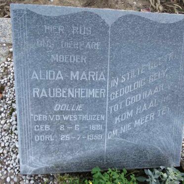 RAUBENHEIMER Alida Maria V.D. WESTHUIZEN  1881-1959